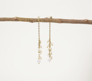 Cluster Pearls Drop Earrings - Gold - VAQL101018112107