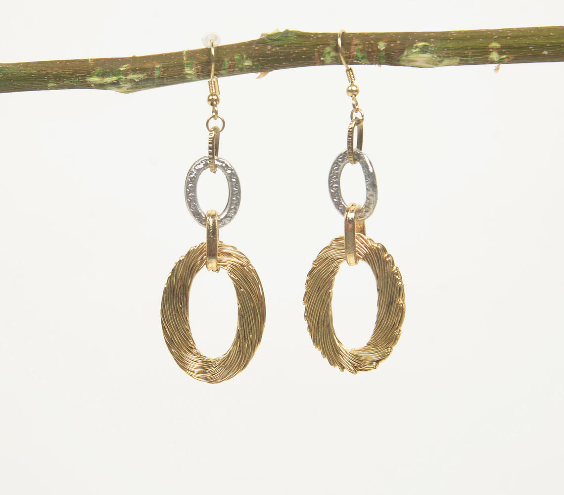 Coiled Iron Chain Dangle Earrings - Gold - VAQL101018113693