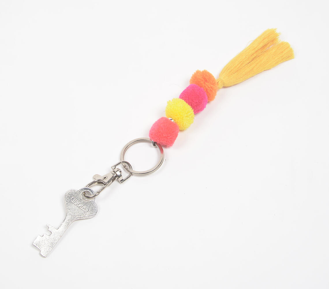 Chunky Tasseled Keychain - Multicolor - VAQL101018113788
