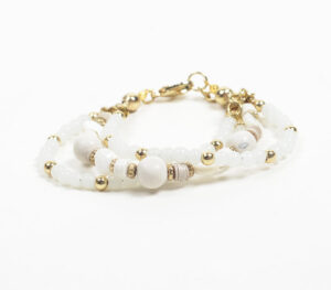 Gold-Toned Iron & Glass Beaded Bracelet with Extension Chain - Gold - VAQL101018113832