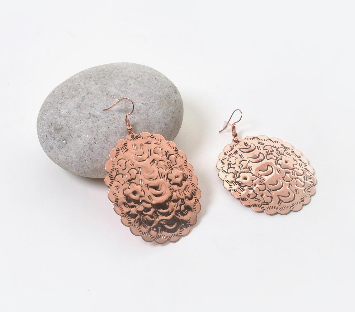 Copper-Toned Brass Antique Dangle Earrings - Copper - VAQL101018113846