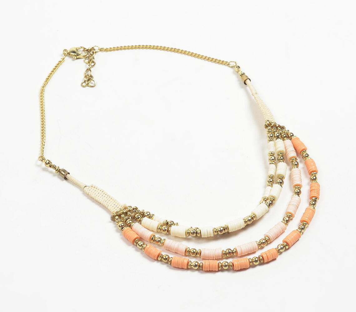 Beaded Gold-Toned Multi-Strand Necklace with Extension Chain - Gold - VAQL101018113867