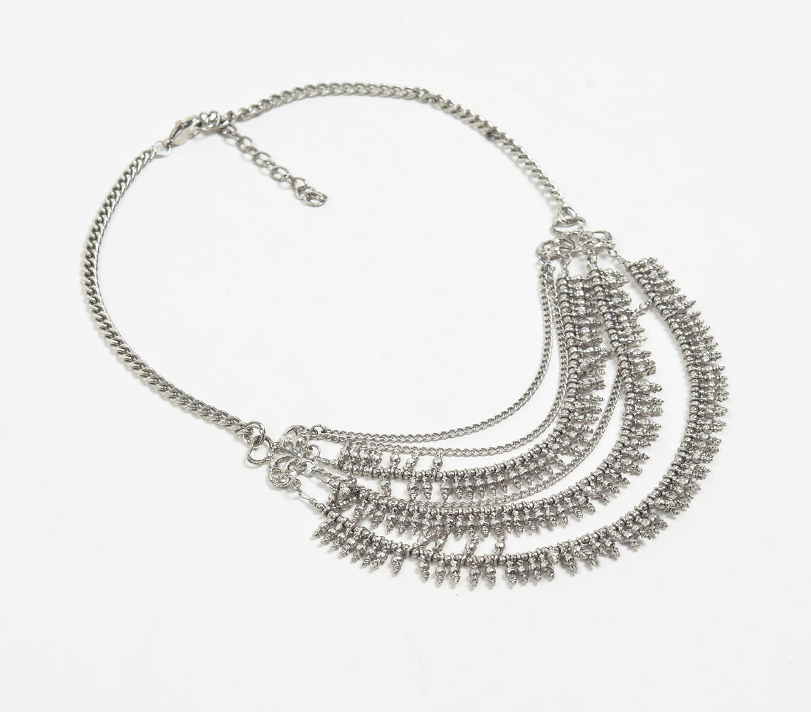 Handcrafted Boho-chic Multi-Layer Iron Necklace - Silver - VAQL101018113903