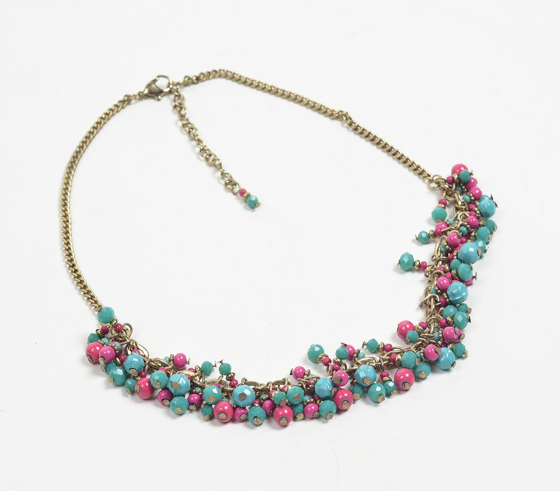 Boho-chic Clay Beaded Necklace with Extension Chain - Gold - VAQL101018114024