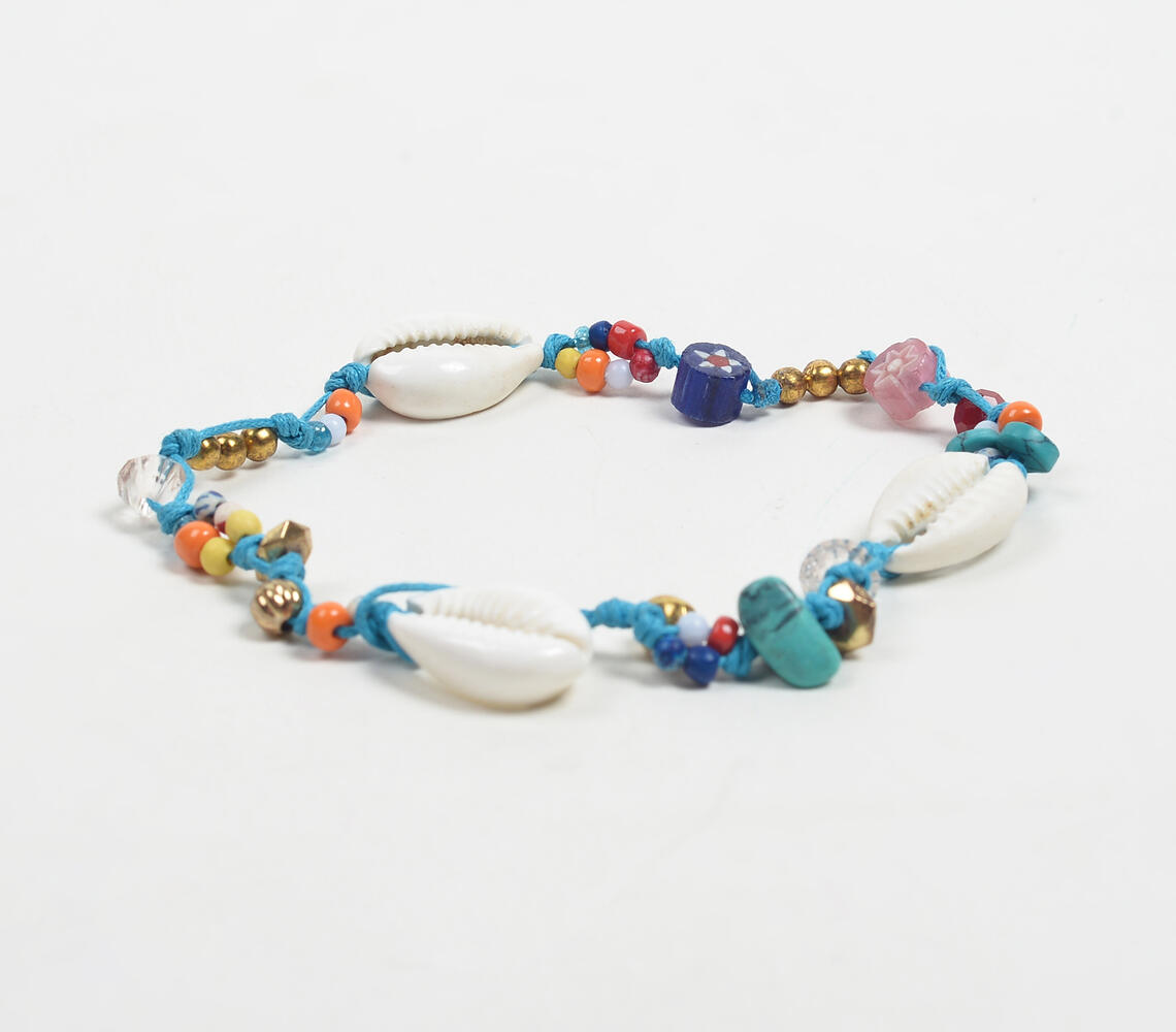Shells & Beads Blue Thread Bohemian Bracelet - Multicolor - VAQL101018114119
