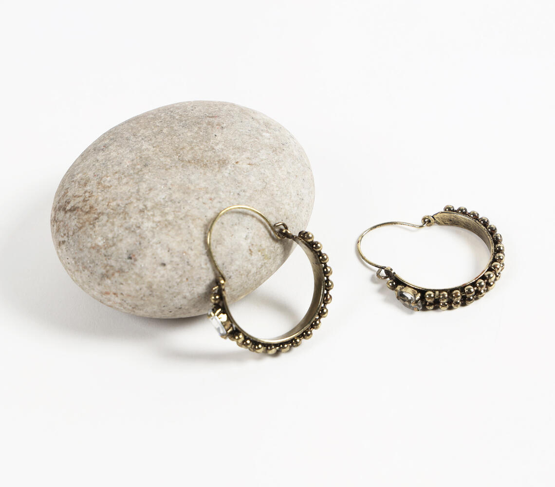 Antique Metallic Higgie Hoop earrings - Gold - VAQL101018114368
