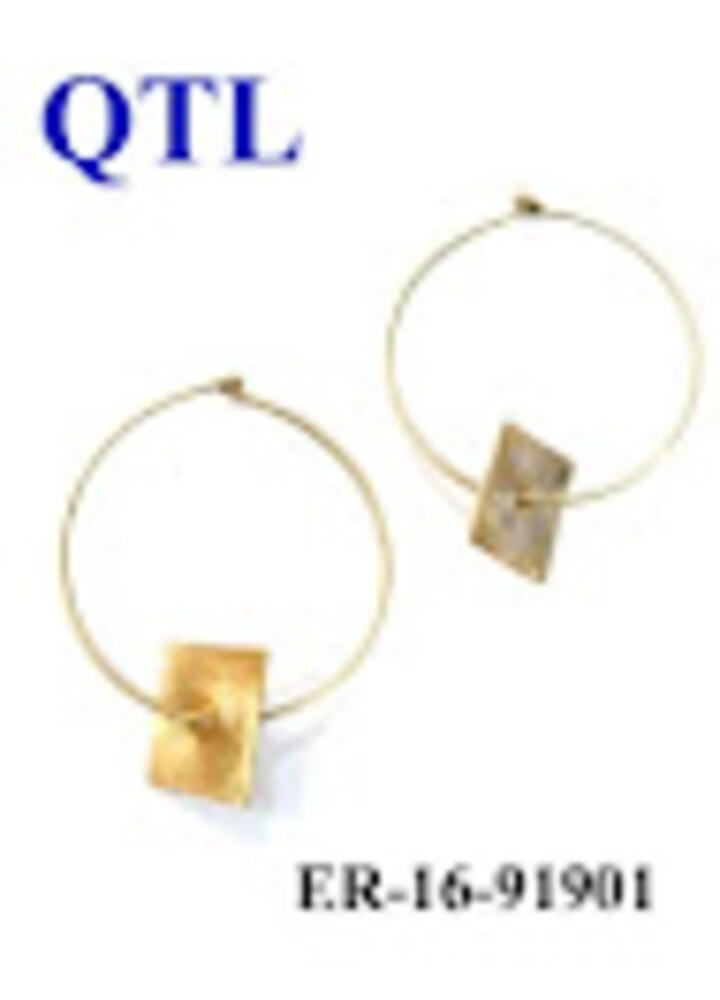 Brass 'Diamond on a Ring' Hoop Earrings - Gold - VAQL101018114424