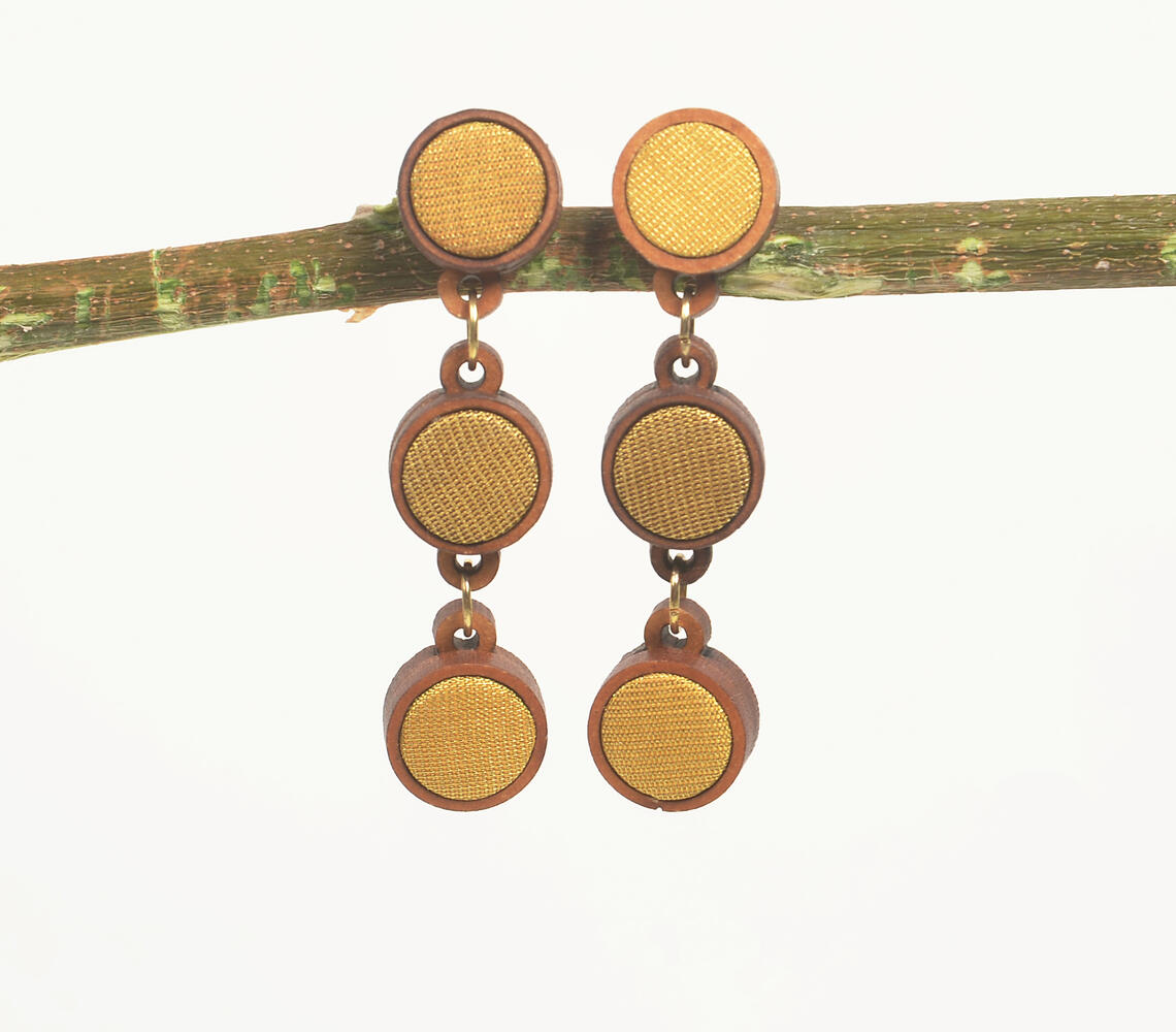 Reclaimed Wood & Fabric Drop Earrings - Multicolor - VAQL101018128492
