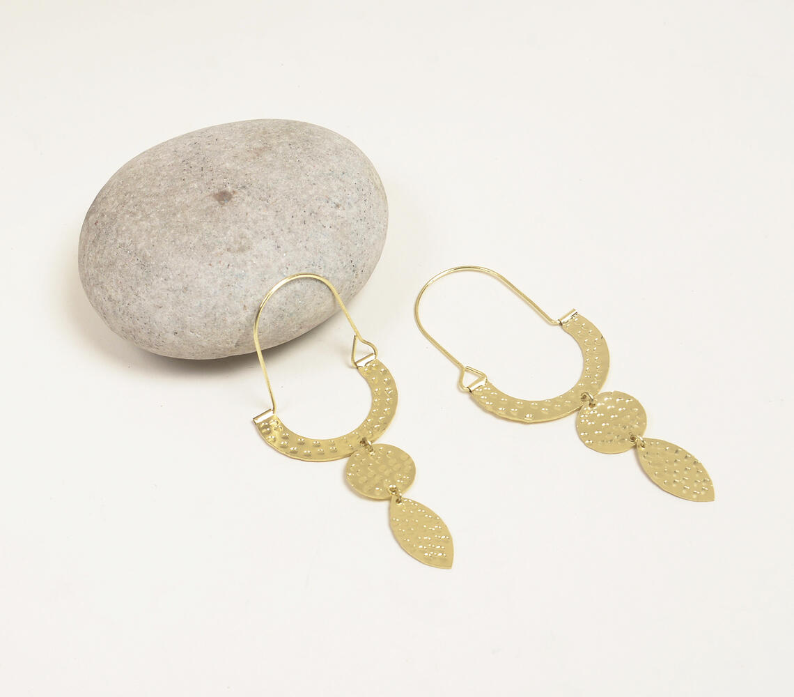 Gold-Toned Zinc & Brass Perforated Shoulder Duster Earrings - Gold - VAQL101018132003