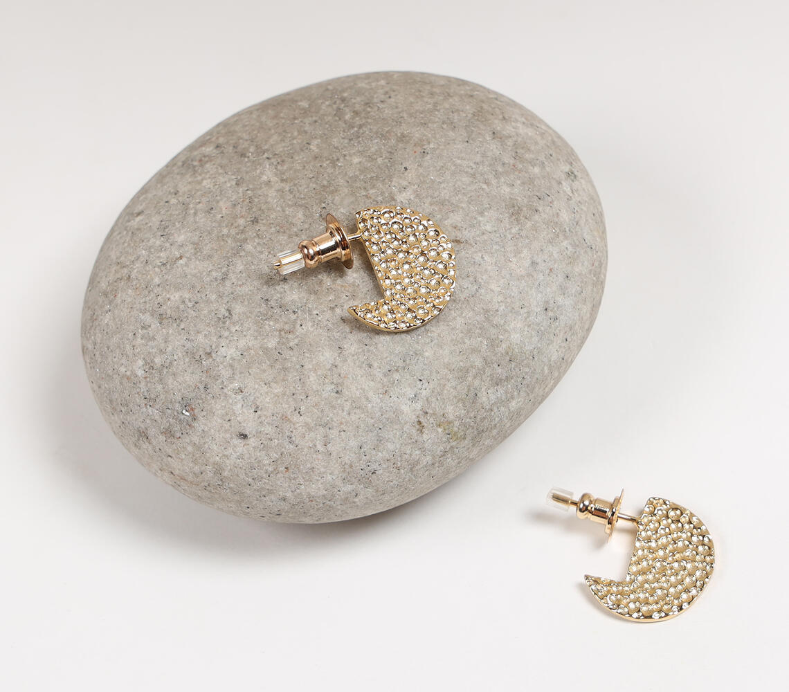 Silver-Toned Recycled Brass Stud Earrings - Gold - VAQL101018133854