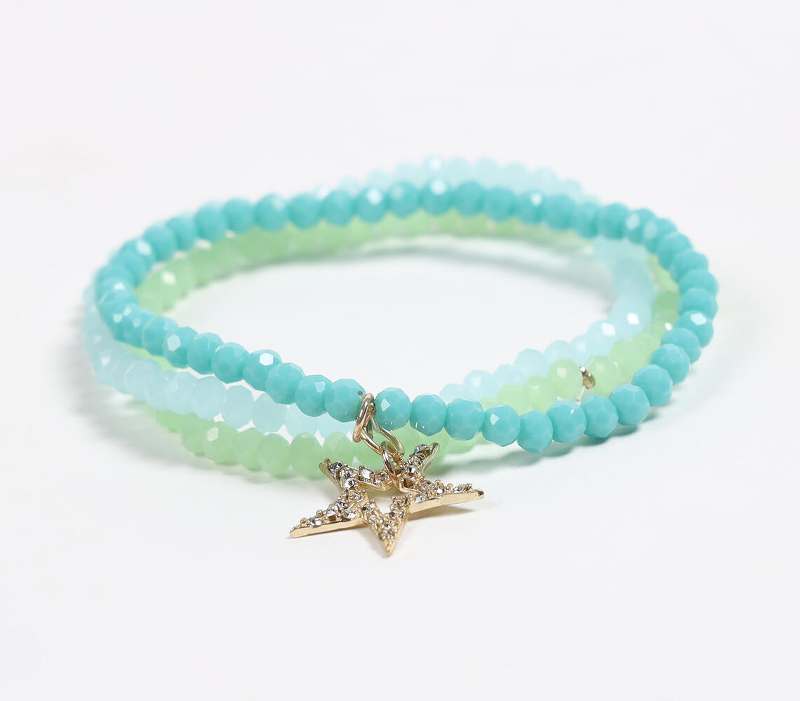 Glass Crystal Ombre Beads Star Bracelet - Gold - VAQL101018133871