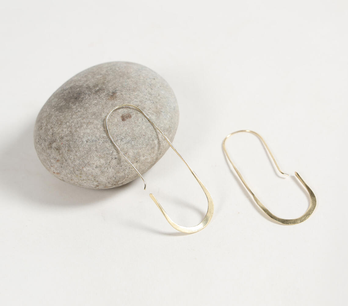 Minimal U-shaped Brass Earrings - Gold - VAQL101018155919