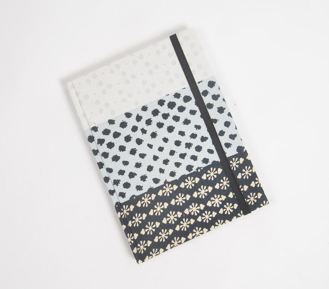 Monotone Printed Patchwork Fabric Diary - Multicolor - VAQL101019105634