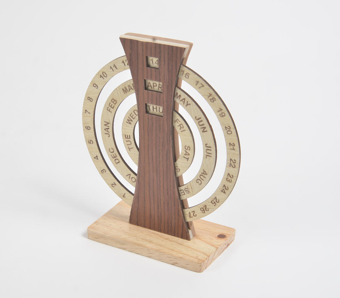 Circular Perpetual Wooden Calendar - Natural - VAQL101019116386