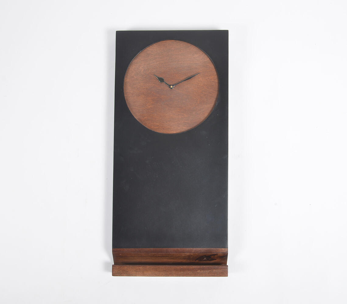 On time Mango Wood Wall Clock & Notice Board - Black - VAQL101019140019