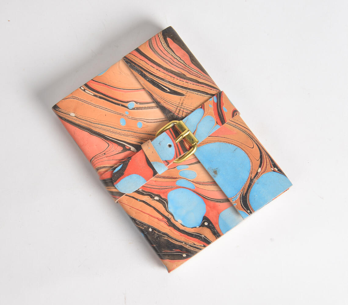 Hand Marbled Leather Diary - Multicolor - VAQL10101970876