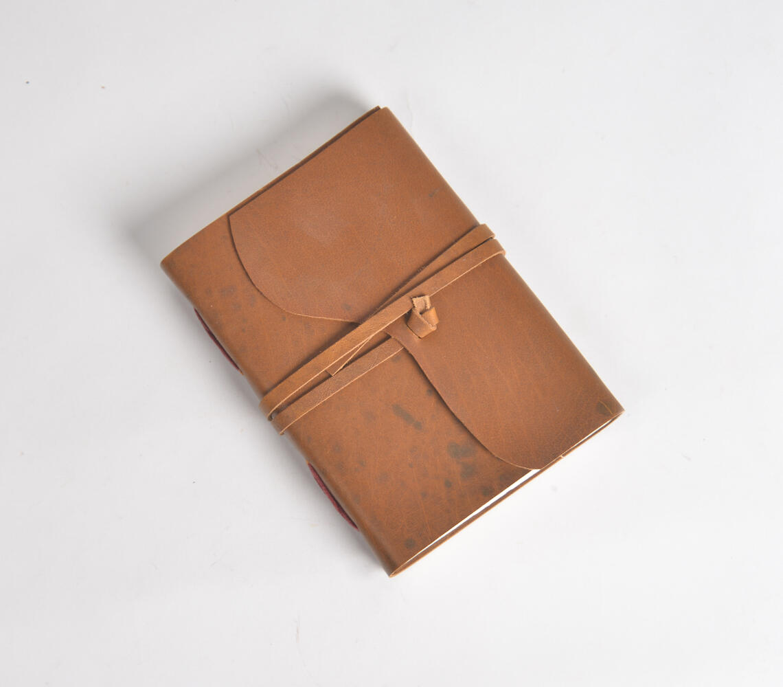 Hand Cut & Bound Leather Diary - Brown - VAQL10101970881