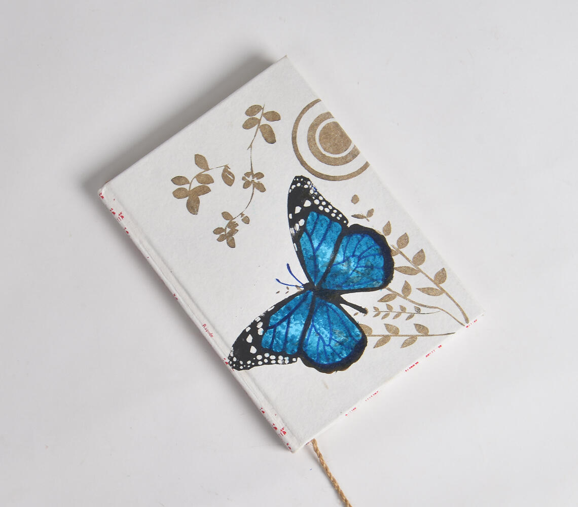 Hand Painted Abstract Butterfly Diary - White - VAQL10101970894