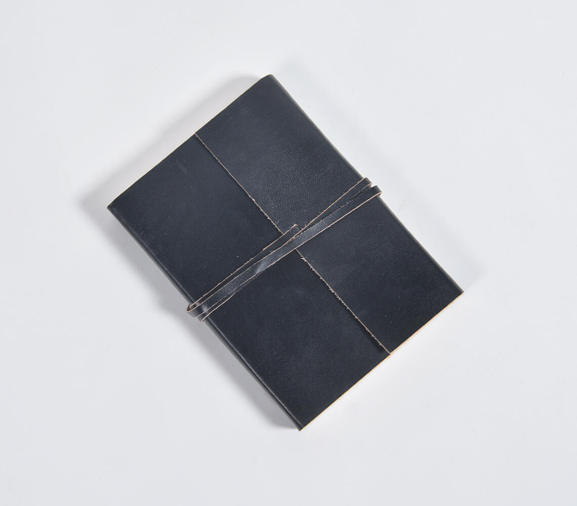 Minimalist Black leather Diary - Black - VAQL10101973052